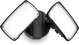 LUTEC 32W 3500LM Integrated Dual-Head LED Flood Light Outdoor,Switch Controlled LED Security Light,5000K Wall Mount Exterior Flood Light,P65 Waterproof for Garage, Yard, Patio-Black