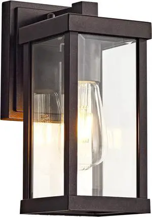 Coffee Brown Outdoor Wall Lantern Waterproof Exterior Wall Sconce Outside Light Fixture with Beveled Glass for House Porch Garage,1 Pack