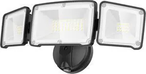 LEPOWER 3500LM Dusk to Dawn LED Security Lights Outdoor, 35W Outdoor Flood Light with Photocell, 5500K, IP65 Waterproof 3 Head Exterior Light for Garage, Patio, YardBlack