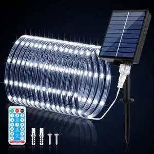 WIND STAR Solar Rope Lights, 72FT 200 LEDs Dimmable Solar String Lights Outdoor with Remote, 8 Modes Tube Lights IP67 Waterproof for Yard Patio Garden Tree Fence Party, White