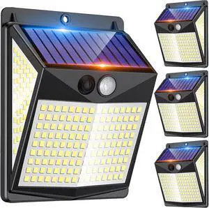 Solar Lights Outdoor Motion Sensor - Solar Motion Detector Lamps for Outside, 238 LED with 300° Angle Illumination and 3 Lighting Modes, IP65 Waterproof Solar-Powered for Garden, Patio, Yard [4 Pack]