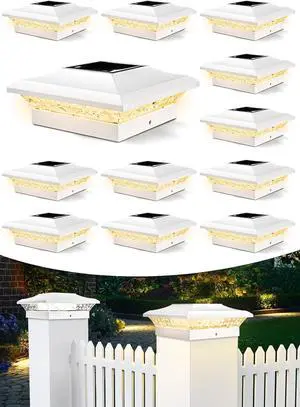 T-SUN 4x4 Post Cap Lights 12 Pack for Vinyl & Wooden Fence Auto Dusk to Dawn Outdoor Waterproof Warm/Cool White Solar Powered Deck/Patio Lighting T-SUN 4x4 Post Cap Lights 12 Pack for Vinyl & Wooden Fence Auto Dusk to Dawn Outdoor Waterproof Warm/Cool White Solar Powered Deck/Patio Lighting