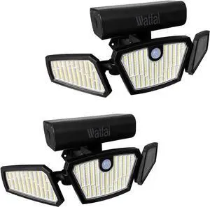 Motion Sensor Lights Indoor/Outdoor 2 Pack 2100LM, 6500K Wireless IP65 Waterproof 3 Heads Outdoor Battery Powered Flood Lights for Garage, Porch, Basement, Barns, Yard, Home Security