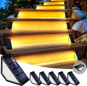 SOLPEX Solar Step Lights for Outside, 24 LEDs Solar Stair Lights Outdoor Waterproof Decor for Porch, Front Door, Stair, Step, Deck, Fence, Balcony, Patio, Wall, Yard, Garden(6 Pack, Warm White)
