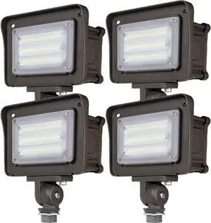 DAKASON 30W LED Flood Light Outdoor, Dusk-to-Dawn Photocell 180° Adjustable Knuckle, 3600LM 5000K Replaces 100W HPS/MH, IP65 Waterproof Outdoor Security Lighting Fixture, ETL Listed, 4 Pack