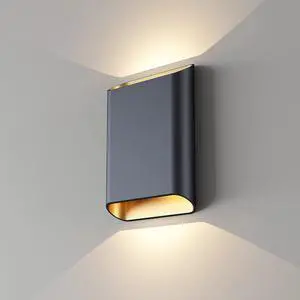 LED Wall Lights Outdoor Wall Sconces Dimmable 15.5W, IP65 Waterproof Porch Lights Up and Down Modern Wall Lamps for Bedroom, 3000K CRI 90+ (Black+Gold)