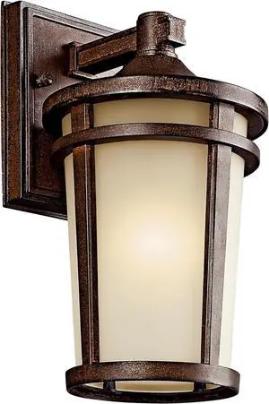 Kichler Atwood 11" Outdoor Wall Light with Light Umber Mist Glass and Brown Stone, 1-Light Exterior Wall Sconce, (11" H x 6" W), 49071BST, White