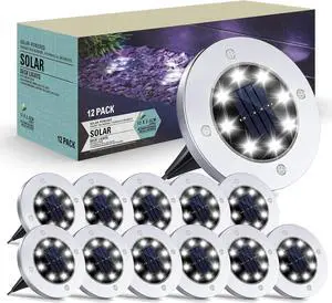Solar Outdoor Lights - 12 Pack, Waterproof Solar Garden Lights for Landscape, Patio, Pathway, Lawn, Yard, Deck, Driveway, Walkway