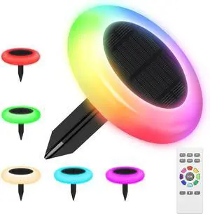 intelamp Solar Lights Outdoor, 6Pack Solar Garden Lights with Remote Control, Pathway Light Waterproof Color Changing for Yard Lawn Patio Pathway Landscape Walkway Pool Decoration