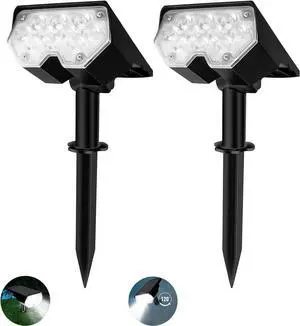 All-New Solar Spot Lights Outdoor Waterproof20 LEDs Solar Flag Light with 2 Modes,Landscape Spotlights for Pathway, Patio, Garden, Trees,Flag,Pool (2 Pack,White Light)