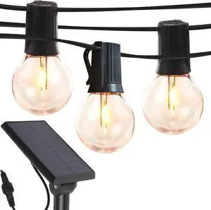 Brightech Ambience Pro Solar Powered LED Outdoor String Lights - 27 Ft Commercial Waterproof Patio Lights with Edison Bulbs - Durable String Lights for Outside, Backyard, Porch - 1W, Warm White