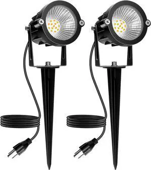 Outdoor Spotlight Warm White 2700K, 10W LED Spot Lights Outdoor for Yard Garden Tree, 120V Plug in Landscape Lighting with IP65 Waterproof for Halloween Christmas Decor, 2 Pack