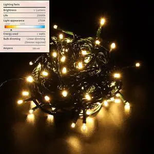 12V Outdoor String LightsWarm White- Low Voltage Outdoor String Lights -Works with Low Voltage Landscape Lighting Systems -for Holiday Decorations, Christmas Tree Lights Holiday Party Wedding