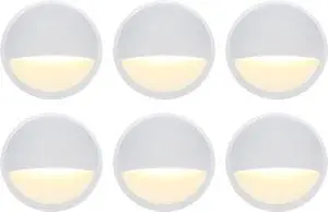 GKOLED Landscape Deck Light, Low Voltage 12V AC/DC Outdoor Patio Lighting, LED 2W Step Light, Die-Casting Aluminium with Glossy White Powder Coated Finish, 3000K, 6 Pack
