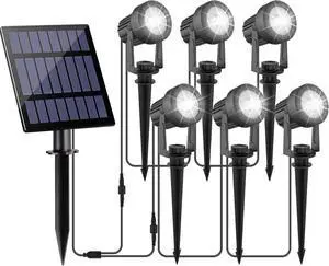 Solar Spot Lights Outdoor, Landscape Spotlights IP65 Waterproof 9.8ft Cable, Dusk to Dawn Solar Uplights for Tree Garden Yard Driveway Porch Walkway Pool (6-in-1, 6000K Cold White)