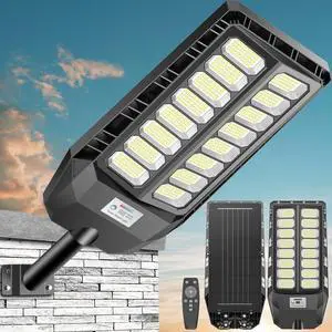 8000W Solar Lights Outdoor, 6500K Flood Lights Outdoor, IP66 Waterproof Solar Street Lights with Motion Sensor and Remote Control for Dusk-to-Dawn Illumination for Outside, Pathway, Yard