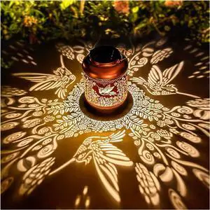 Hummingbird Solar Lanterns Outdoor Waterproof Hanging Solar Lights Hummingbird Gifts for Women Men Metal Bird Decorative LED Lanterns for Yard, Patio, Lawn, Tabletop, Pathway, Landscape, Garden Decor