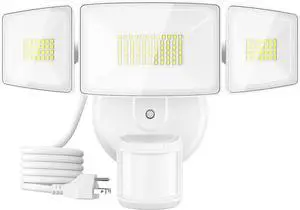 Onforu 65W LED Motion Sensor Outdoor Lights Plug in, Dusk to Dawn Flood Security Lighting Outside, Motion-Activated Detector Exterior Photocell Light Fixture, 6500LM 6500K IP65 Waterproof (White)