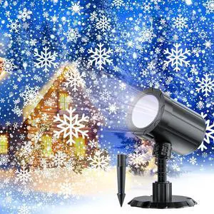 GUSODOR Christmas Projector Lights Outdoor, Dynamic Snowflake Projector LED Snowfall Lights Waterproof for Indoor Outdoor Christmas Decoration, Holiday, Wedding, Yard Decor-Ice Blue
