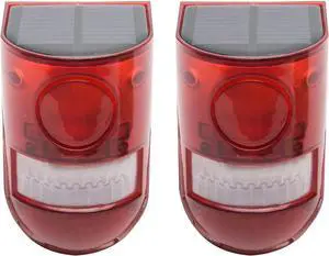 Solar Security Light Alarm,2Pack IP65 Waterproof PIR LED Motion Sensor Flashing Light Lamp,Built in Battery,Energy Saving Warning 110dB Loud Siren Solar Light for Flashing Outdoor(Size:2Pack)