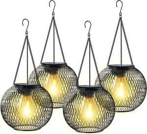Solar Lantern Outdoor Waterproof, KagoLing Upgraded Hanging Solar Lights Outdoor Garden Decorations Decorative Lighting Solar Powered Waterproof Tree Lantern for Garden Yard Patio Pathway, 4 Pack