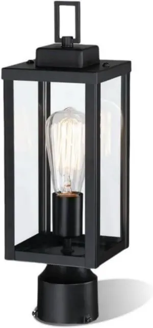 WISBEAM Outdoor Post Light, Pole Lantern, E26 Base 60W Max, Metal Housing Plus Glass, ETL Qualified, Bulbs not Included