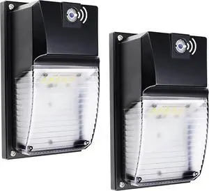 18W LED Wall Pack Light with Photocell Sensor, Dusk to Dawn Outdoor Lighting, 1980LM 5000K Daylight, IP65 Waterproof, 60-100W HID/HPS Equivalent-2 Pack