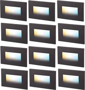 CLOUDY BAY 3 Color 120V Dimmable LED Indoor Outdoor Step Light,3000K/4000K/5000K 3W 55lm Stair Light,Oil Rubbed Bronze,12 Pack