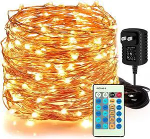 Moobibear LED Decorative Fairy String Lights 66ft 200 LEDs Dimmable Outdoor/Indoor Starry String Lights, Warm White Copper Lights with Remote Control for Garden Room Patio Party Valentines Day Decor