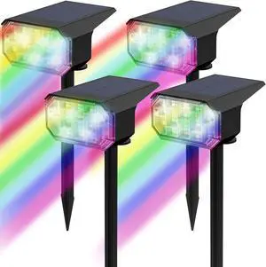Solar Lights Outdoor Waterproof 66 LED Color Changing Solar Spot Outdoor Lights Landscape Lighting Solar Powered Yard Garden Light for Outside Decor (Multicolor)