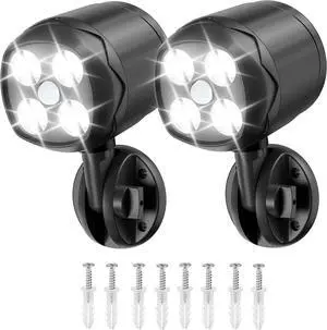 Battery Operated Motion Outdoor Waterproof Lights, 800 Lumen Ultra Bright Battery Powered Night Activation Wireless Security Spotlight for Porch, Trash Can, Stairs, Garage (2 Pack)