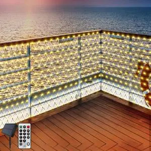 20X6.6FT Large Solar Net Lights Outdoor Christmas Lights for Bushes,320LED Mesh Net String Light Solar Garden Light Waterproof with Remote 8 Modes for Baloncy Gazebo(Warm White)