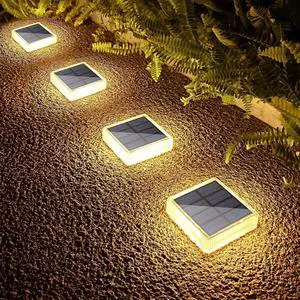 Lacasa Solar Deck Lights, 4 Pack 30LM LED Dock Lights Warm White 2700K, Outdoor Solar Powered Step Lights Light up All Night IP68 Waterproof Auto ON/Off for Garden Stairs Driveway Pathway Lighting