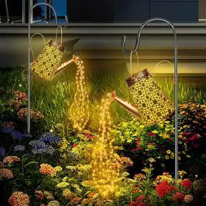Forlivese 2PCS Solar Watering Can with Lights,Outdoor Decorations with Hanging Solar Garden Lights with Bracket Waterproof Watering Can Landscape Light for Patio Gardening Pathway 36LED