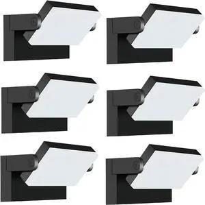 ledmo Outdoor LED Flood Lights - 60W Black 360 Adjustable Head Exterior Lighting Fixture 5000K Waterproof Wall Mount Yard Lights Switch Control Wall Lights for House,Patio,Barn,Shop,Garage 6 Pack