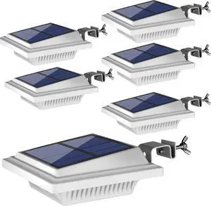 UniqueFire Outdoor Solar Gutter & Fence Lights, 40 LEDs, Waterproof Security Lamps for Eaves, Garden, Landscape, Walkway (6PCS White, Cold Light)