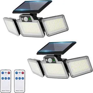 280 LED Solar Flood Security Lights, Solar Outside Lights with Remote Control, Solar Powered Motion Sensor Lights Outdoor, Waterproof for Porch, Patio, Yard, Garage, 2 Pack