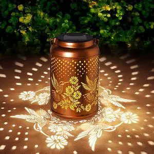 Hummingbird Solar Lantern Outdoor Waterproof Birthday Gifts for Women Mom Grandma Garden Decor Hanging Solar Lights Metal Garden Decorative Outside for Patio Yard Lawn Pathway Landscape