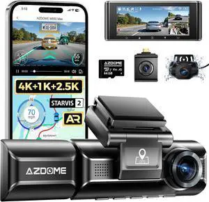 AZDOME M550 Max 4K 3 Channel Dash Cam, Dual STARVIS Sensors, 4K+2.5K+1080P Front and Rear Inside Triple Car Camera, Built-in WiFi GPS, 64GB Card Included, IR Night Vision, Ride Share Accessories AZDOME M550 Max 4K 3 Channel Dash Cam, Dual STARVIS Sensors, 4K+2.5K+1080P Front and Rear Inside Triple Car Camera, Built-in WiFi GPS, 64GB Card Included, IR Night Vision, Ride Share Accessories