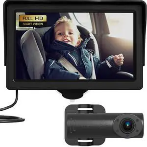 Baby Car Camera, HD Display Baby Car Mirror with Night Vision Feature, 4.3 inch Baby Car Camera with Monitor Wide Clear View, Backseat Camera Rear Facing to Observe Babys Every Move Baby Car Camera, HD Display Baby Car Mirror with Night Vision Feature, 4.3 inch Baby Car Camera with Monitor Wide Clear View, Backseat Camera Rear Facing to Observe Babys Every Move