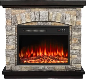 36 inch Electric Fireplace with Mantel, Faux Stone Finish, Gray 36 inch Electric Fireplace with Mantel, Faux Stone Finish, Gray