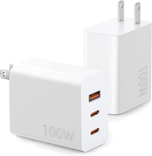 100W USB C Charger Block,2Pack 3-Port PD&AC GaN Super Fast USB C Charging Block Wall Charger Adapter Plug for MacBook Pro/MacBook Air,iPhone 17 Pro Max/17 Air/16 Plus/16E/15,iPad Pro/Air/Mini and More 100W USB C Charger Block,2Pack 3-Port PD&AC GaN Super Fast USB C Charging Block Wall Charger Adapter Plug for MacBook Pro/MacBook Air,iPhone 17 Pro Max/17 Air/16 Plus/16E/15,iPad Pro/Air/Mini and More