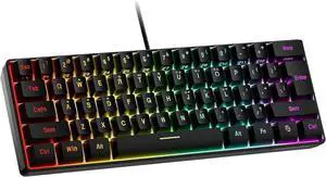 Snpurdiri 60% Wired Gaming Keyboard, RGB Backlit Ultra-Compact Mini Keyboard, Waterproof Small Compact 61 Keys Keyboard for PC/Mac Gamer, Typist, Travel, Easy to Carry on Business Trip(Black)