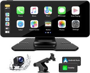 LAMTTO 6.86 Inch Touch Screen Car Stereo for Wireless Apple Carplay&Android Auoto with Backup Camera, Built-in Multimedia Player Audio, Bluetooth Handsfree, GPS, Mirror Link