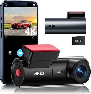 CAMPARK Dash Cam 4K Wifi 2160P Car Camera Mini Front Dash Camera for Cars with Night Vision 64GB SD Card, APP Control, Voice Prompt, G-Sensor, Parking Monitor