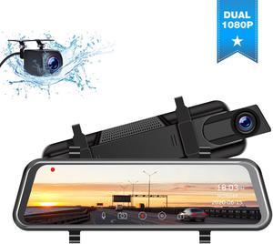CAMPARK 1080P Mirror Dash Cam for Car, 10" Full Touch Screen Dash Cam Front and Rear, Night Vision, Parking Assist, Loop Recording, G-Sensor