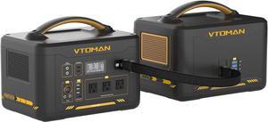 VTOMAN Jump 1800 Portable Power Station with Extra Battery, 1800W 3096Wh LiFePO4 Power Station with 1800W Pure Sine Wave AC Outlet, Regulated 12V DC, PD 100W Type-C, for Home Backup & RV/Van Travel