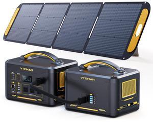 Vtoman 3096Wh Solar Generator with 200W Solar Panel & Extra Battery Included, 1800W (Peak 3600W) LiFePO4 Battery Power Station for Power Outages, RV, Camping, Emergencies