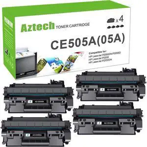 Aztech Compatible Toner Cartridge Replacement for 05A CE505A P2035 Toner Cartridge for Laserjet P2035 P2035N P2055DN P2030 P2050 P2055X P2055D (Black, 4-Pack)