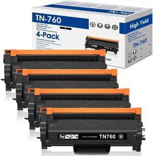 4P Toner Black for Brother TN760 HL-L2370DW L2350DW DCP-L2550D MFC-L2750DW